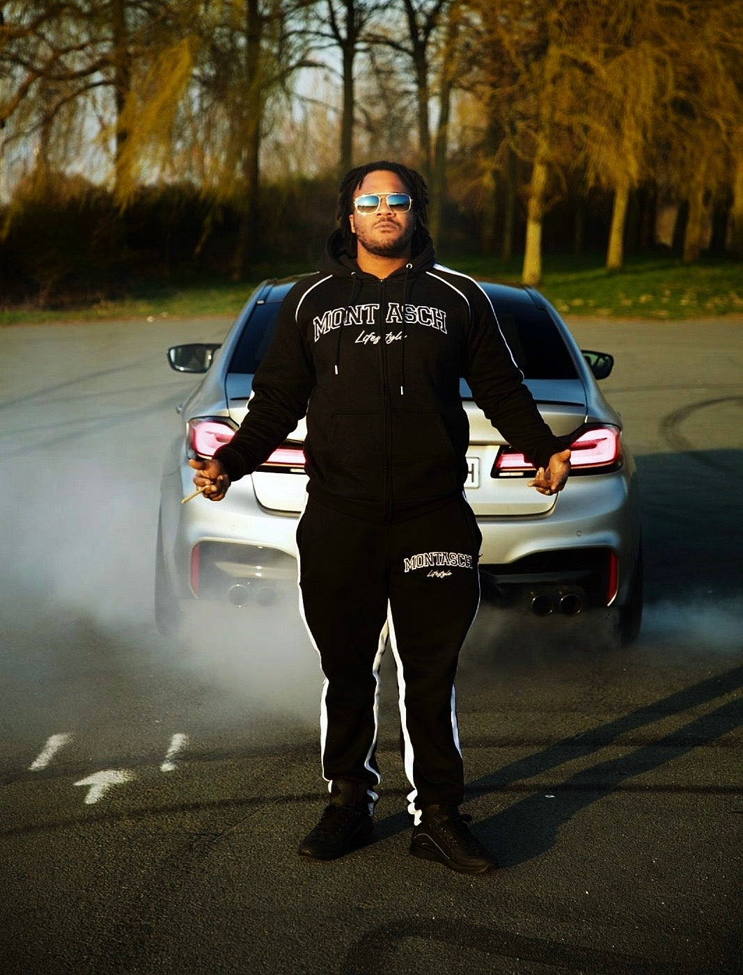 Zip Hoodie | Black/White